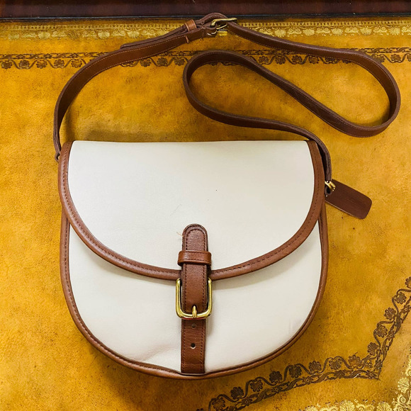 Coach Handbags - Vintage Coach Bag Riding Crossbody Spectator #6750 Bone Tabac Leather USA Made